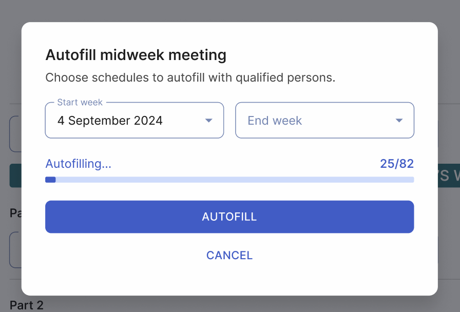 Intelligent autofill software in Organized app for Jehovah's Witnesses meeting scheduling